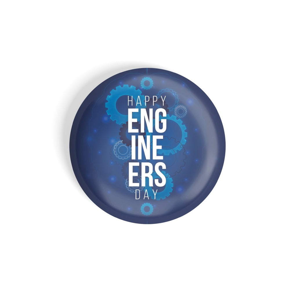dhcrafts Round Fridge Magnet Blue Engineer's Day D4 Glossy Finish Design Pack of 1 (75 mm)